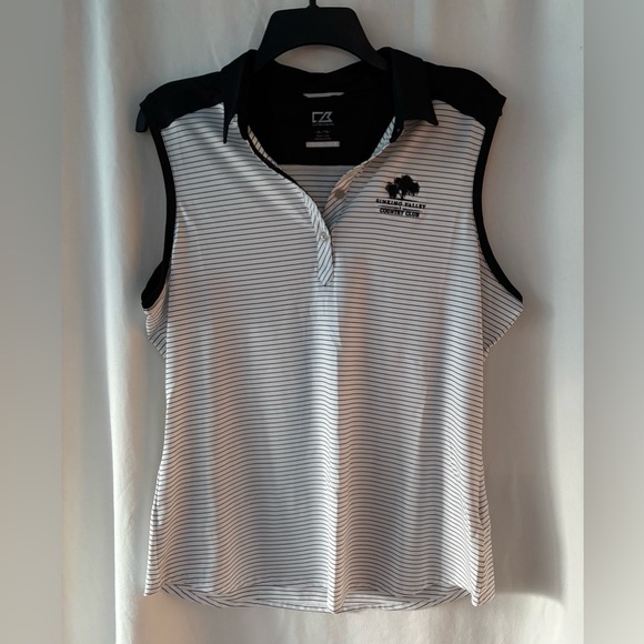 Cutter & Buck Tops - Cutter & Buck Women’s‎ Black and White Striped XL Sleeveless Golf Top